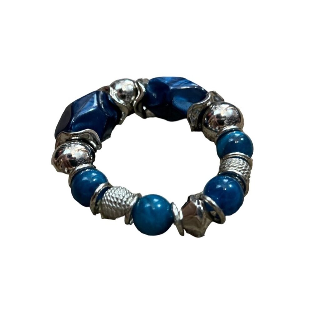 Vintage Boho Style Blue Stone & Silver Bracelet